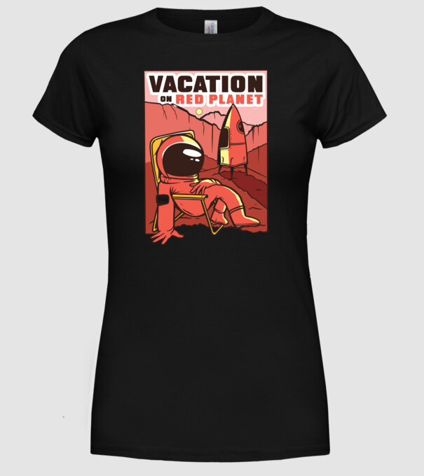 Vacanță pe Marte model negru pe tricou