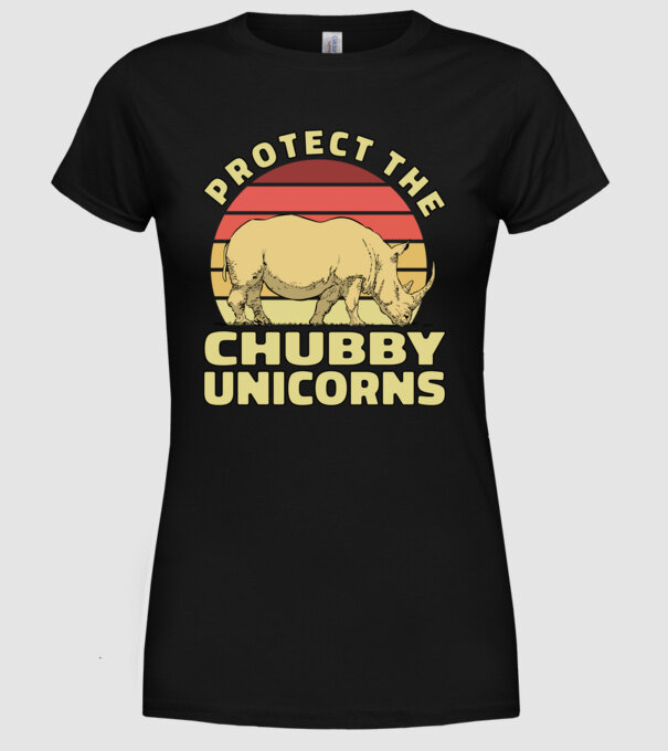 Protejați Unicornii - Rinocerii plinuți model negru pe tricou