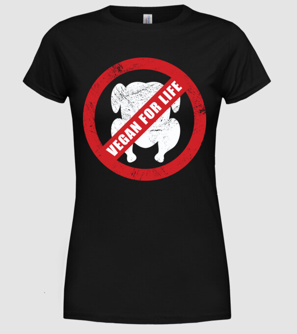 Vegan pe viață model negru pe tricou