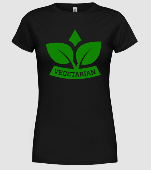 Vegetarian badge 1 model negru pe tricou