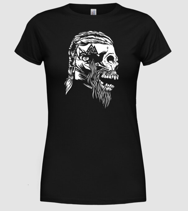 Craniu Viking model negru pe tricou