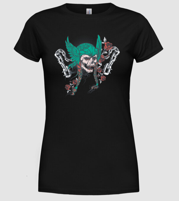 Vintage Craniu Viking model negru pe tricou