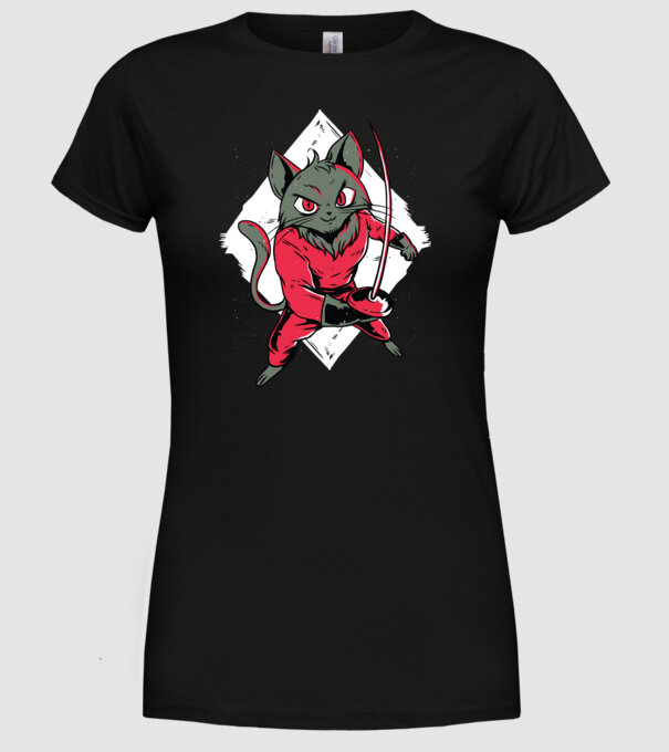 Pisică Scrimă model negru pe tricou