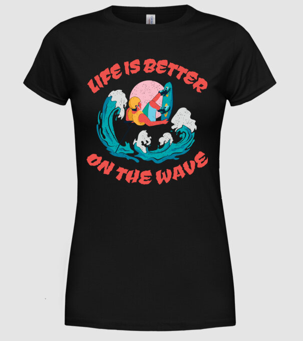 Wakeboard - Life is better on the wave model negru pe tricou