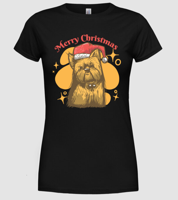 Crăciun Yorkie model negru pe tricou