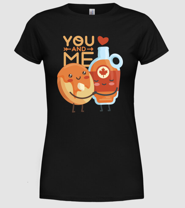 'You and Me tricou cuplu pentru Valentine''s Day' model negru pe tricou