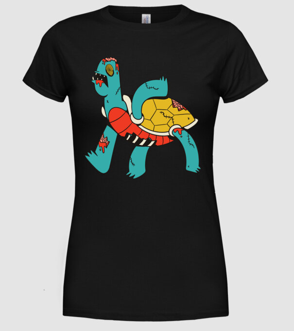 Broască țestoasă Zombie model negru pe tricou