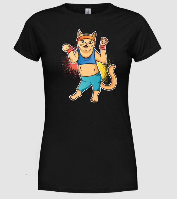 Zumba Pisică antrenament model negru pe tricou