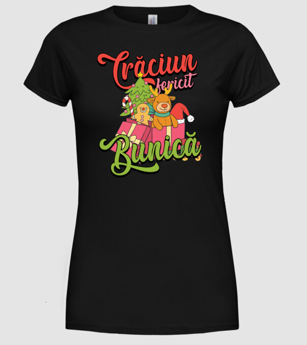 CRĂCIUN FERICIT BUNICĂ model negru pe tricou