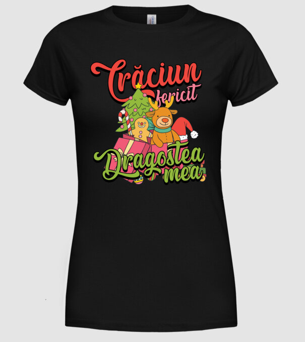 CRĂCIUN FERICIT DRAGOSTEA MEA model negru pe tricou