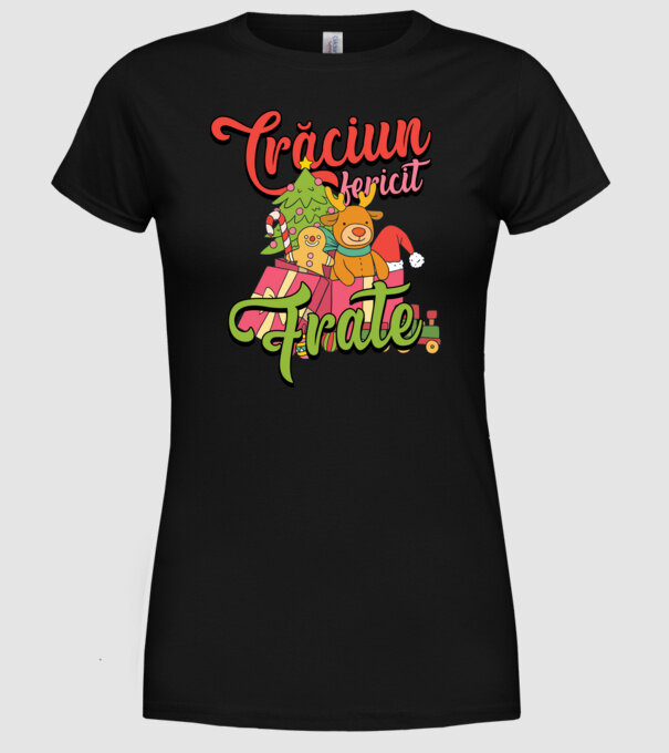 CRĂCIUN FERICIT FRATE / SORĂ model negru pe tricou