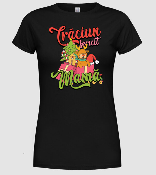 CRĂCIUN FERICIT MAMĂ model negru pe tricou