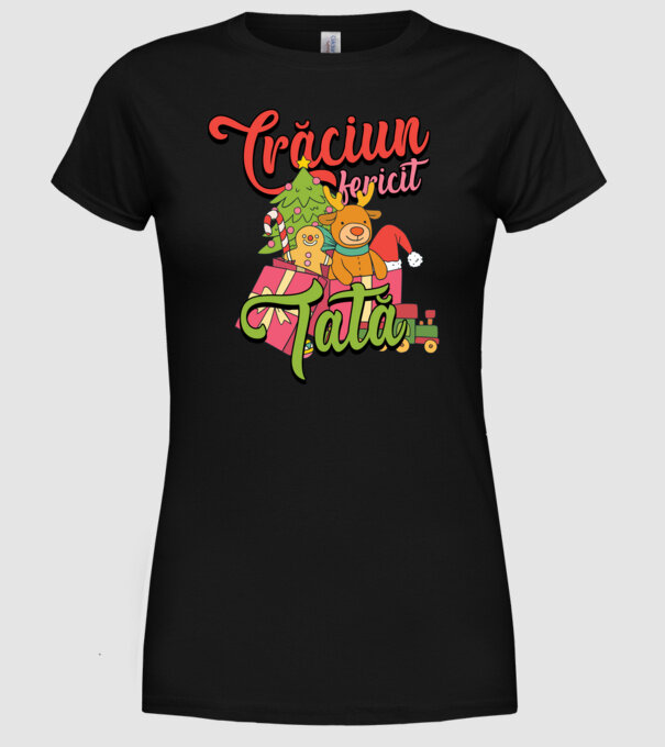 CRĂCIUN FERICIT TATĂ model negru pe tricou