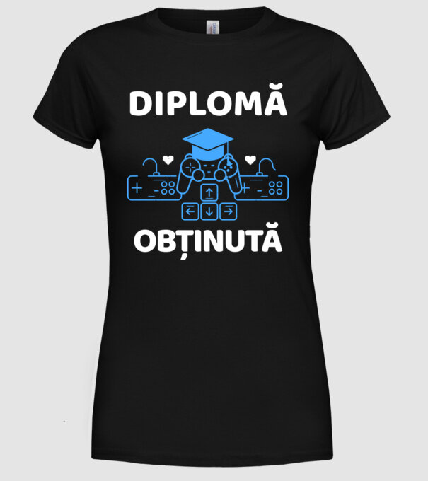 Diplomă obținută model negru pe tricou