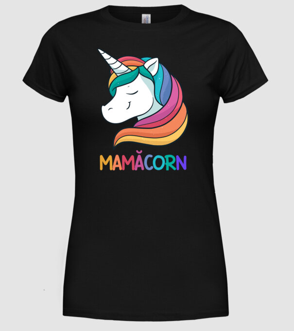 mamăcorn model negru pe tricou