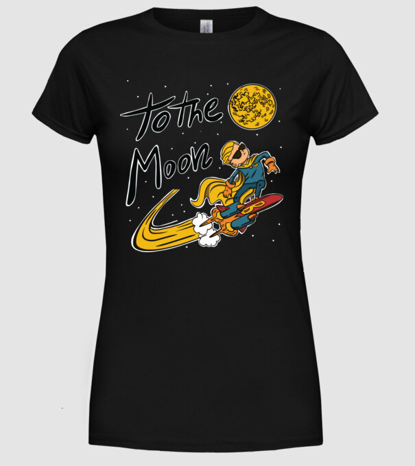 To the Moon Bitcoin model negru pe tricou