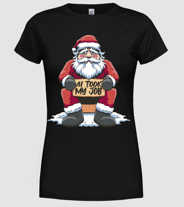 AI took my job Santa model negru pe tricou