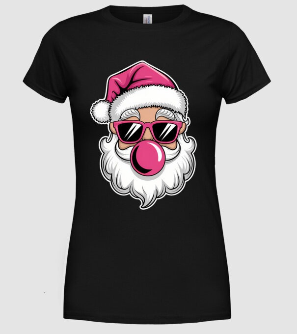 Bubble gum Santa 2 model negru pe tricou