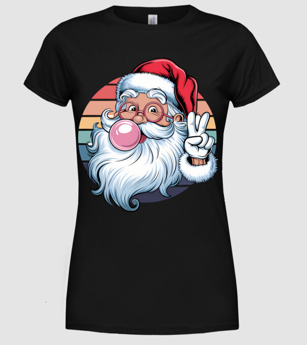 Bubble gum santa model negru pe tricou