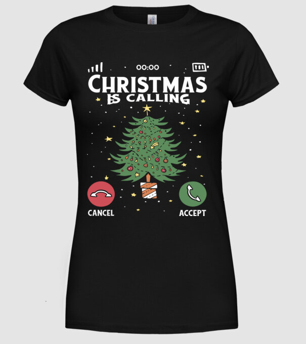 Christmas is calling model negru pe tricou