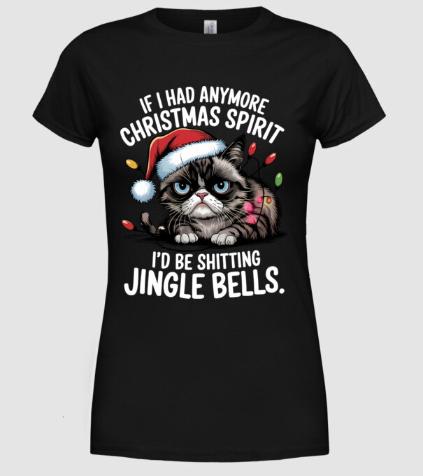 Christmas Spirit Grumpy Cat Negru model negru pe tricou