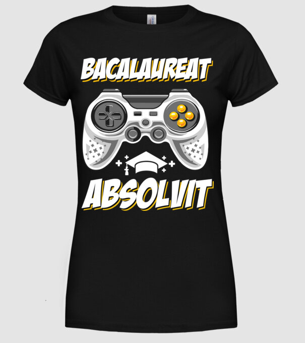 Gameri şcoală Bacalaureat model negru pe tricou