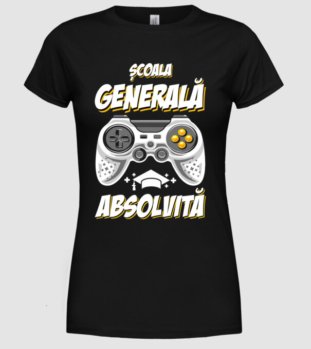 Gameri şcoală școală generală model negru pe tricou