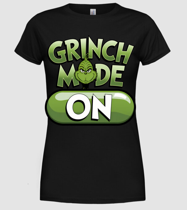 Grinch mode ON model negru pe tricou