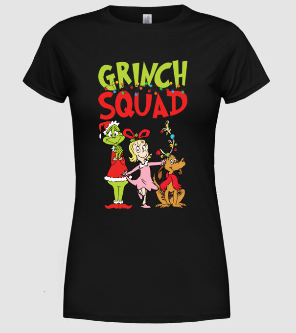 Grinch Squad model negru pe tricou