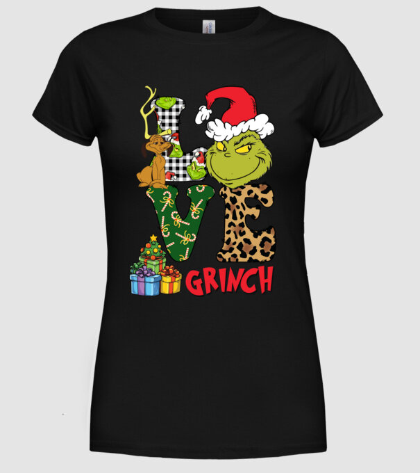 Love Grinch model negru pe tricou