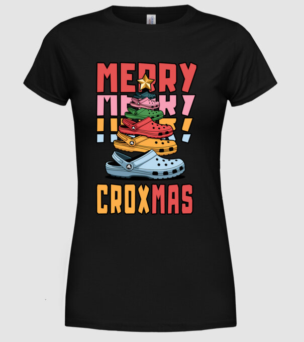 Merry Croxmas model negru pe tricou