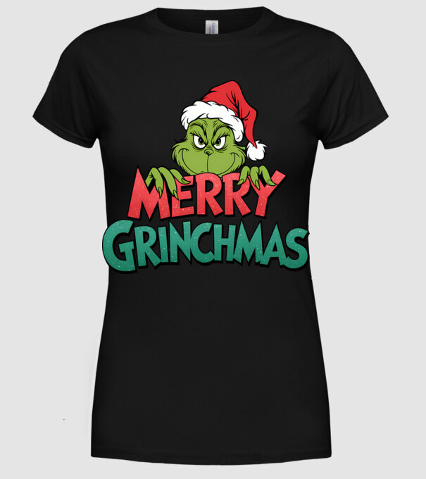 Merry Grinchmas model negru pe tricou
