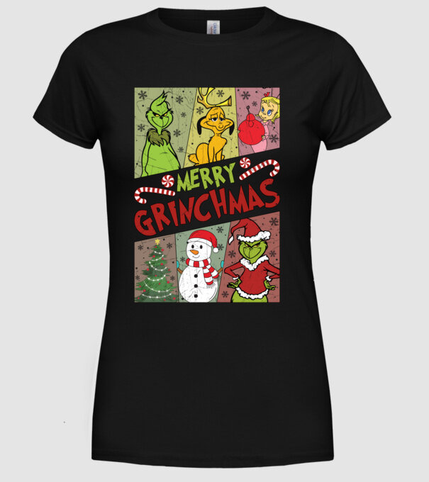 Merry Grinchmas - Grinch model negru pe tricou