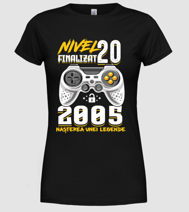 Nivel Finalizat 20 2005 model negru pe tricou