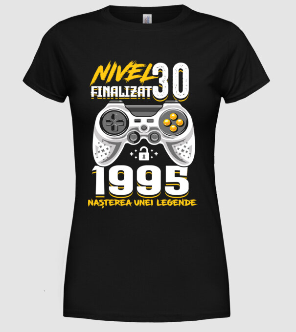 Nivel Finalizat 30 1995 model negru pe tricou