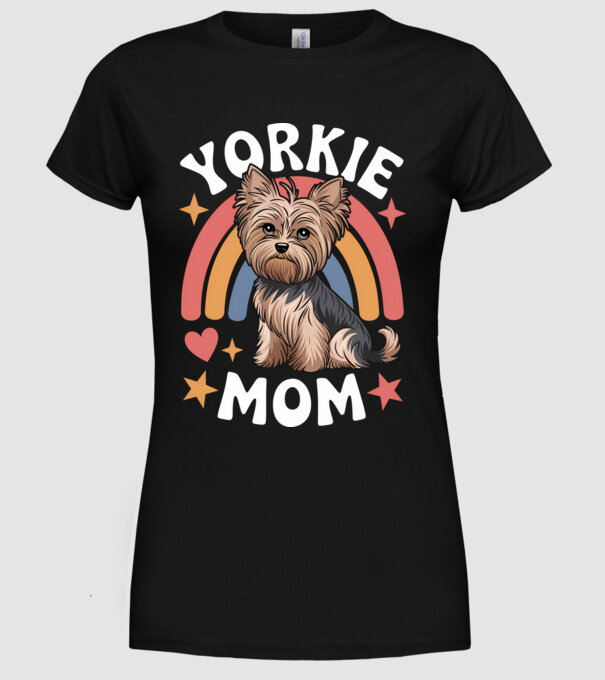 Yorkie Mom Negru model negru pe tricou