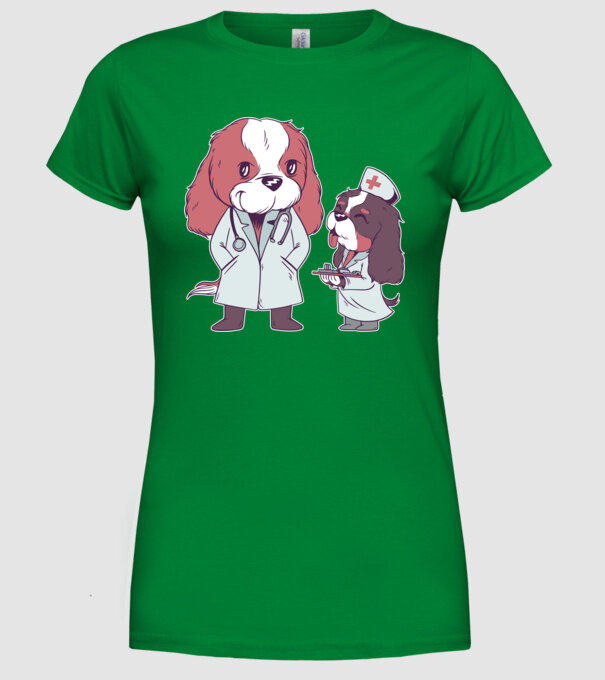 Veterinar câini model verde pe tricou
