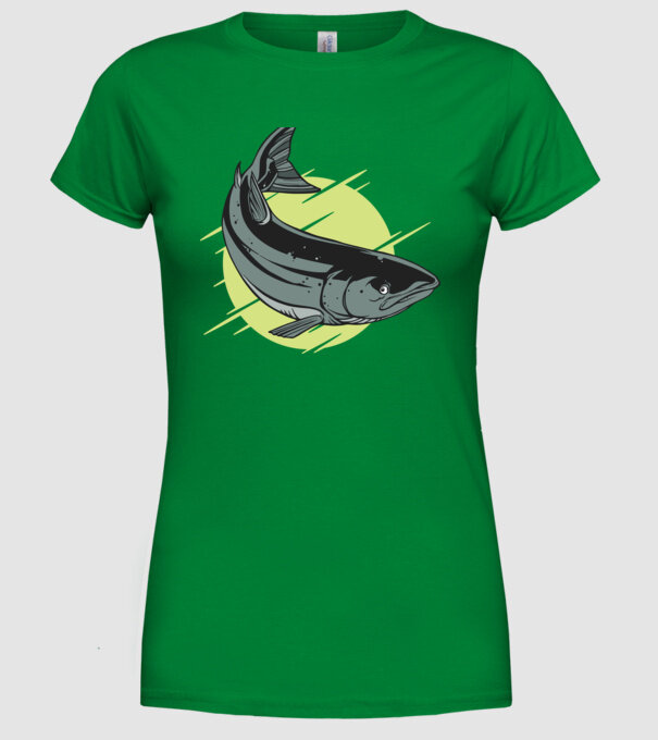 Atlantic Salmon - Somon de Marea Baltică model verde pe tricou