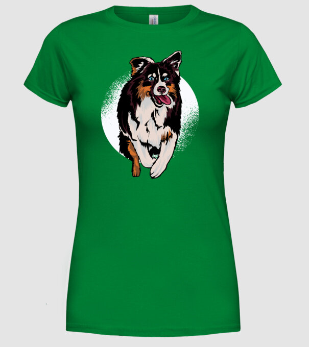 Câine ciobănesc Australian model verde pe tricou