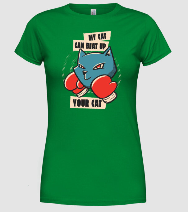 Pisicuța mea bate pisicuța ta model verde pe tricou