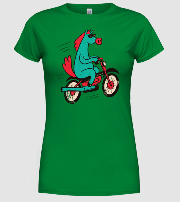 Cal cu bicicletă model verde pe tricou