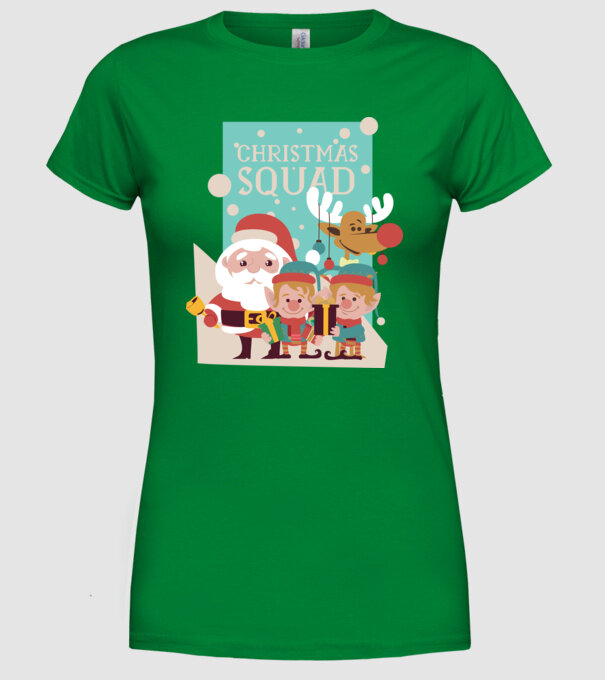 Christmas Squad Echipa de Crăciun model verde pe tricou