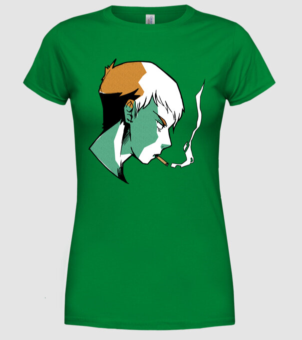 Anime băiat fumător model verde pe tricou