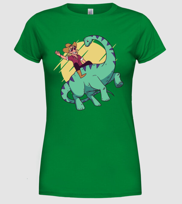 Dinozaur Cowboy model verde pe tricou