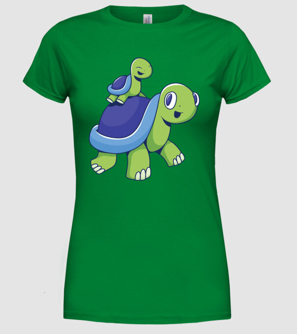 Familie țestoase drăguțe model verde pe tricou