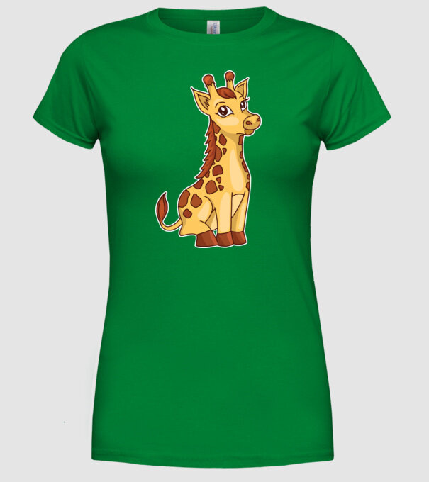 Girafă drăguță model verde pe tricou