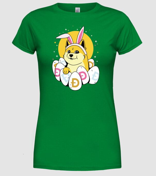 Dogecoin Paște model verde pe tricou