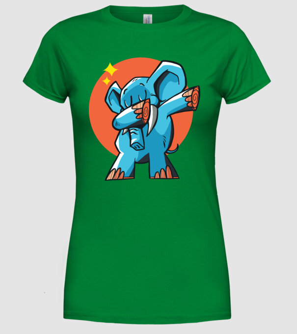 Elefant DAB model verde pe tricou