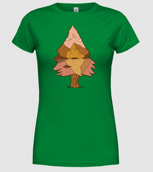 Brad Natură model verde pe tricou