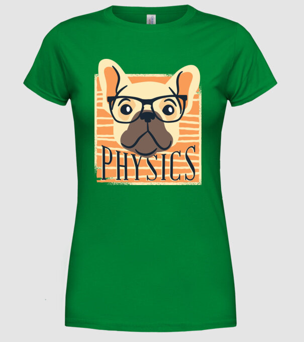 Câine Fizică model verde pe tricou